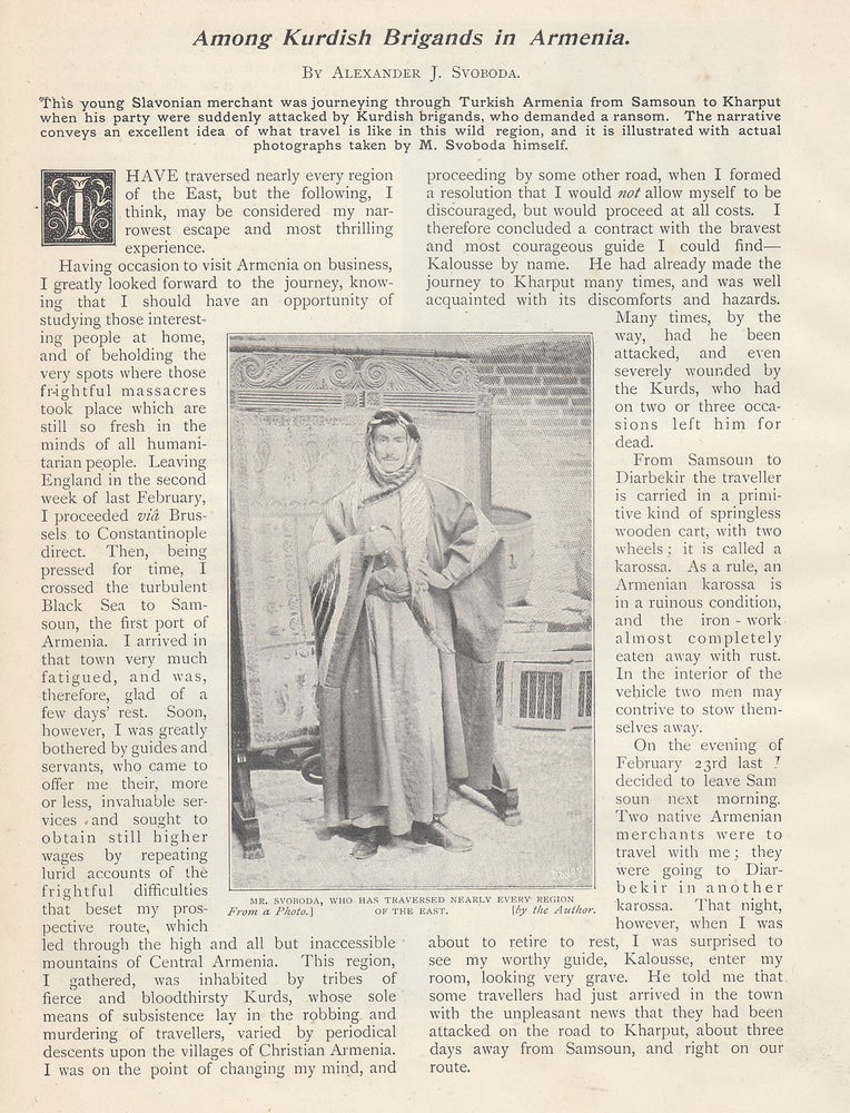 Item #352374 Among Kurdish Brigands in Armenia. An uncommon original article from the Wide World Magazine, 1899. Alexander J. Svoboda.