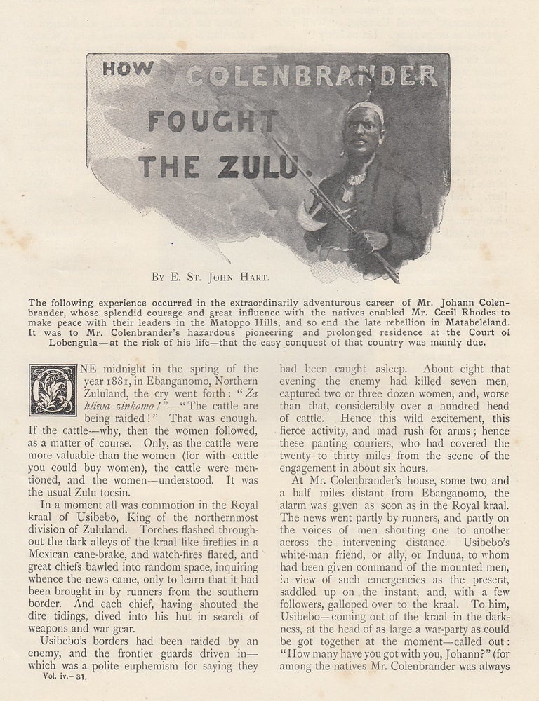 Item #352384 How Colenbrander Fought The Zulu. WIDE WORLD MAGAZINE : Truth really is stranger than fiction : This is an uncommon original article taken from the Wide World Magazine, 1899. Wide World Magazine Articles.