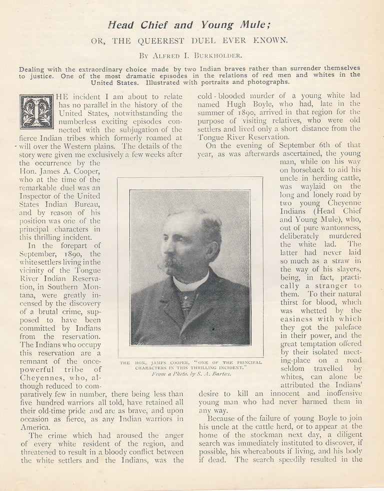 Item #352406 Head Chief and Young Mule; or The Queerest Duel Ever Known. An uncommon original article from the Wide World Magazine, 1899. Alfred I. Burkholder.