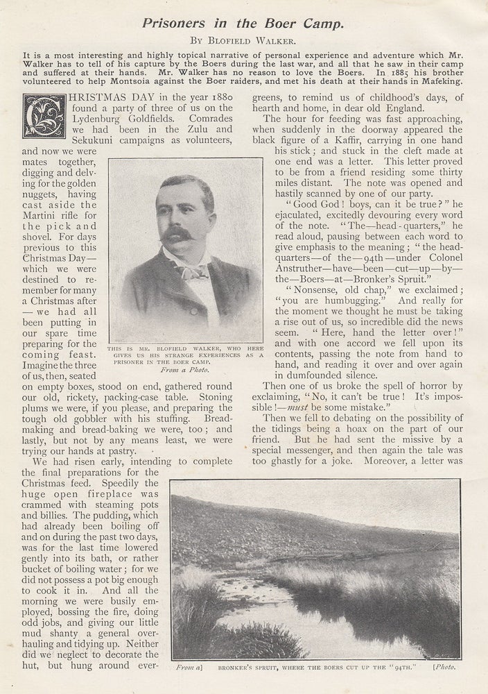 Item #352450 Prisoners in the Boer Camp. An uncommon original article from the Wide World Magazine, 1900. Blofield Walker.