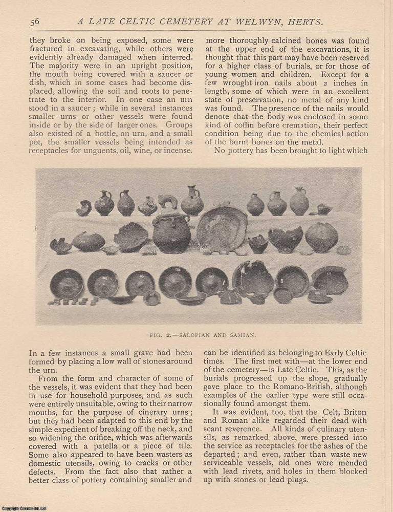 Item #352544 A Late Celtic Cemetery at Welwyn, Hertfordshire. 13 pages. An article printed in...