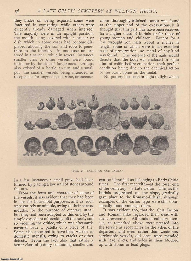 Item #352544 A Late Celtic Cemetery at Welwyn, Hertfordshire. 13 pages. An article printed in...