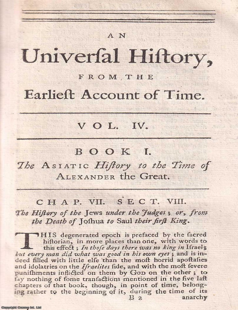 Item #352970 Asiatic Realms to the Age of Alexander. The Asiatic History to the Time of Alexander the Great, from The Universal History, from the Earliest Account of Time, 1747. RISE OF MACEDON IN THE EAST.
