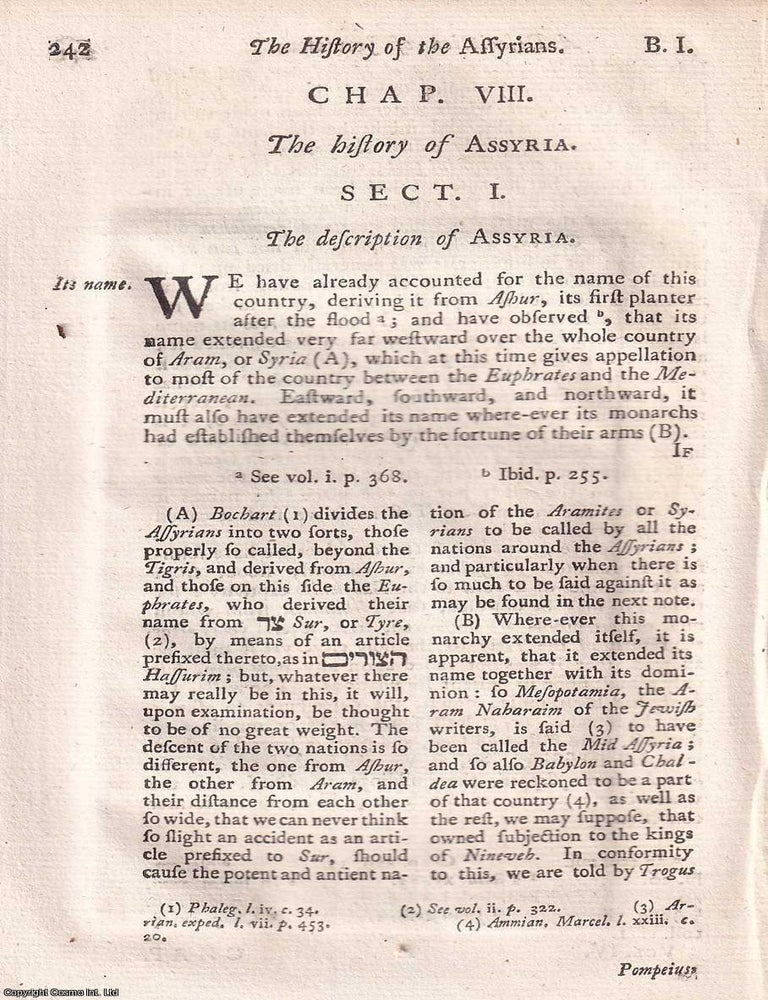 Item #352971 A Survey of Early Mesopotamian Dominion. The History of Assyria, from The Universal...
