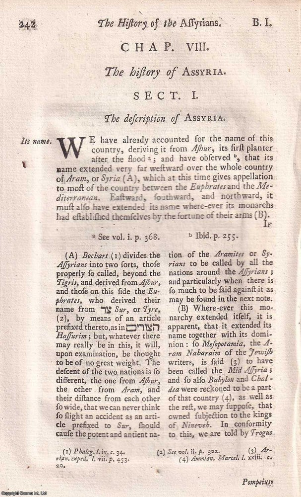 Item #352971 A Survey of Early Mesopotamian Dominion. The History of Assyria, from The Universal...