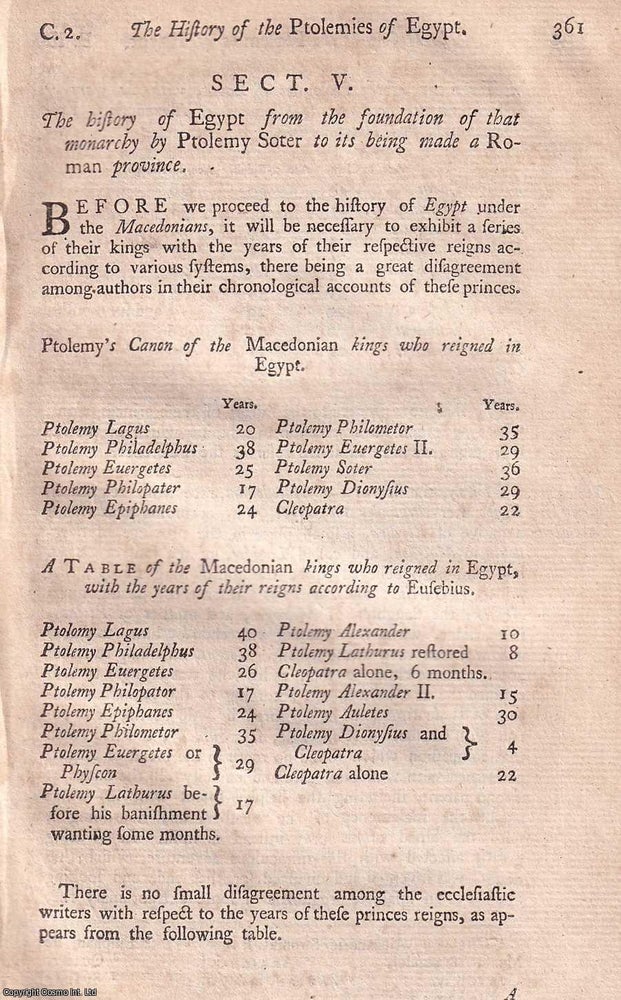Item #352986 From Ptolemy Soter to Rome's Annexation. The History of Egypt from the...