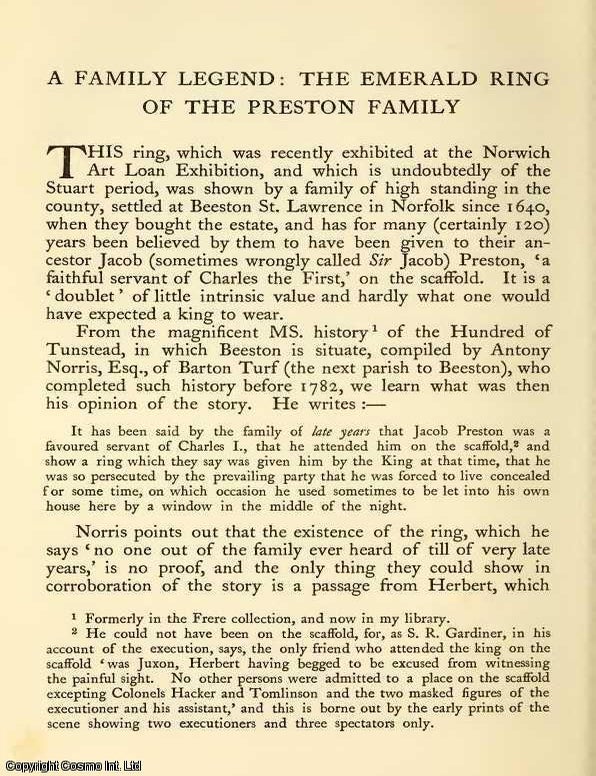 Item #354175 A Family Legend : The Emerald Ring Of The Preston Family. 9 pages. An article...