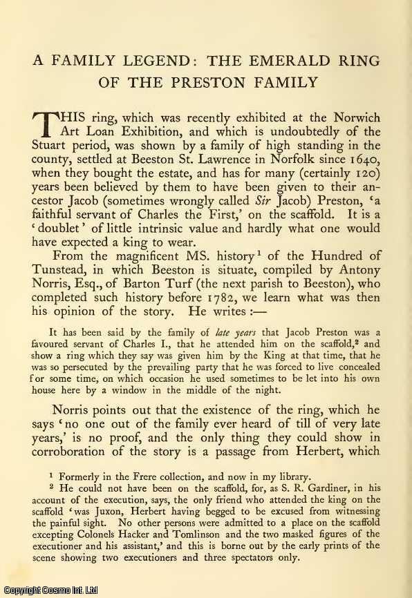 Item #354175 A Family Legend : The Emerald Ring Of The Preston Family. 9 pages. An article...
