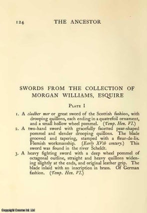Item #354179 Swords From The Morgan Williams Collection. An original article from The Ancestor, a...