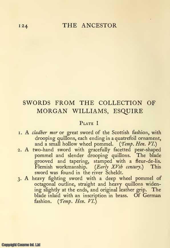 Item #354179 Swords From The Morgan Williams Collection. An original article from The Ancestor, a Quarterly Review of County & Family History, Heraldry and Antiquities, 1902. M. V. O. Guy Francis Laking, F. S. A.