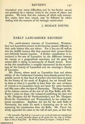 Item #354211 Early Lancashire Records. An original article from The Ancestor, a Quarterly Review...