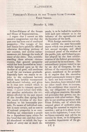 The President's Message to the Twenty Sixth Congress, First Session. Martin Van Buren.