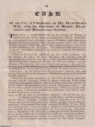 1753 Chichester Poor Relief Act: With the 1772 Will of John Hardham, Tobacconist of Fleet Street. A Rare Regional 1814 Reprint.