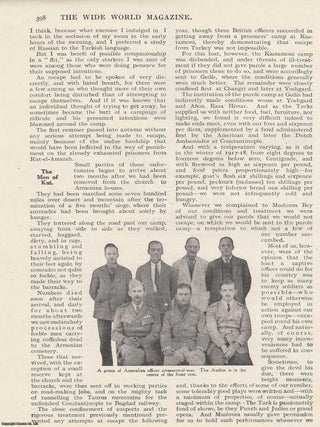 World War One. My Two Years' Captivity Among the Turks. An Australian airman captured near Baghdad, his adventures and daring escape from a prison-camp at Afion Kara Hissar. WIDE WORLD MAGAZINE : Truth really is stranger than fiction : A complete 5 part uncommon original article taken from the Wide World Magazine, 1920