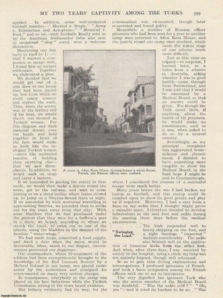 World War One. My Two Years' Captivity Among the Turks. An Australian airman captured near Baghdad, his adventures and daring escape from a prison-camp at Afion Kara Hissar. WIDE WORLD MAGAZINE : Truth really is stranger than fiction : A complete 5 part uncommon original article taken from the Wide World Magazine, 1920