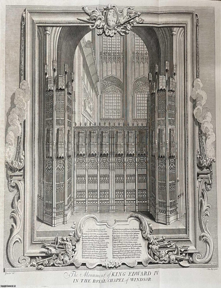 Item #356238 1743 Monument of King Edward IV in the Royal Chapel of Windsor, engraved by Claude Du Bosc; a 40 x 50 cm original print separated from Rapin de Thoyras' History of England, London, 1743. MONUMENT OF KING EDWARD, 1743 CLAUDE DU BOSC.