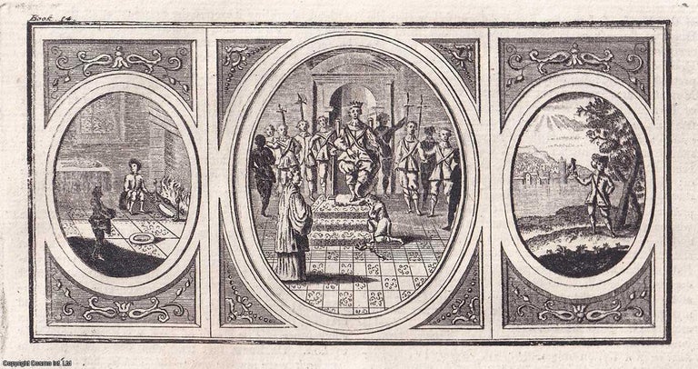 Item #356315 Henry VII, a small engraved original print featuring a triptych of scenes from his...