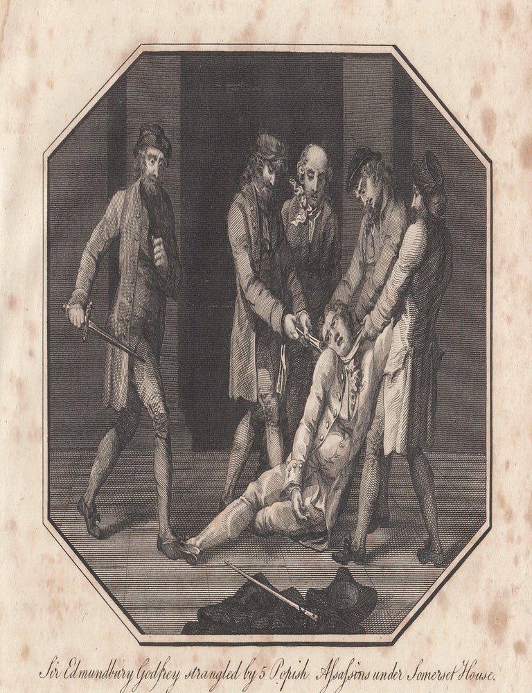 Item #356396 Engraving. Sir Edmundbury Godfrey strangled by 5 Popish Assassins under Somerset...
