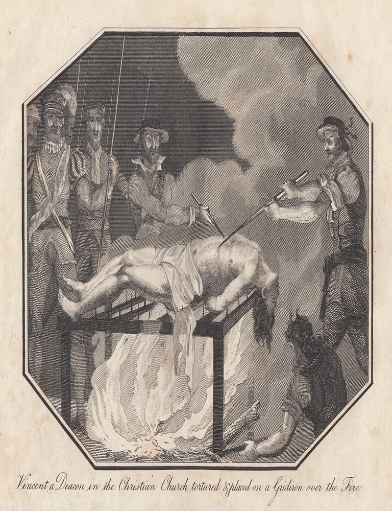 Item #356406 Engraving. Vincent, a Deacon in the Christian Church tortured and placed on a...