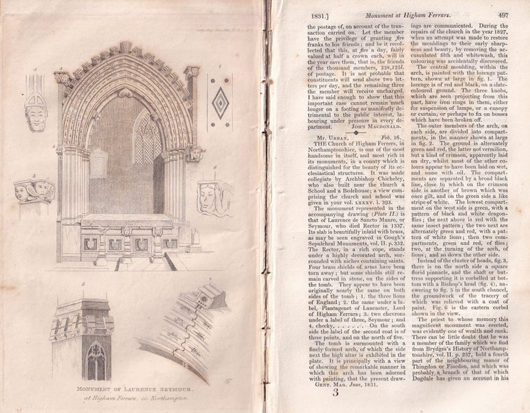 Item #356838 The Gentleman's Magazine for June 1831. FEATURING The Monument of Lawrence Seymour at Higham Ferrars. A original original monthly issue of the Gentleman's Magazine, 1831. Sylvanus Urban.