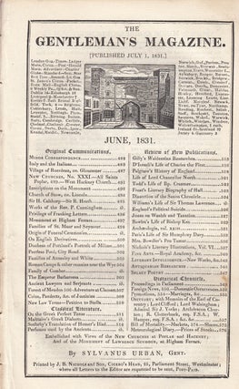 The Gentleman's Magazine for June 1831. FEATURING The Monument of Lawrence Seymour at Higham Ferrars. A original original monthly issue of the Gentleman's Magazine, 1831.