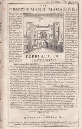 Item #356844 The Gentleman's Magazine for March 1818. FEATURING Two Plates; New Inn at Sherborne...
