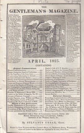 The Gentleman's Magazine for April 1825. FEATURING One Plate; St. Giles, Camberwell, Surrey. A original original monthly issue of the Gentleman's Magazine, 1825.