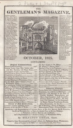 The Gentleman's Magazine for October 1825. FEATURING Two Plates; Ancient Seals, etc. and Double Font at Beton, Brittany & a Portrait of Edward the Confessor, Westminster Abbey. A original original monthly issue of the Gentleman's Magazine, 1825.