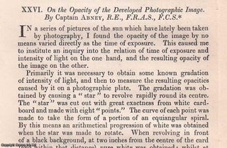 Item #356873 On the Opacity of the Developed Photographic Image. An original article from The...