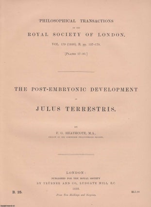 The Post-Embryonic Development of Julus Terrestris. An offprint from the. F G. Heathcote.
