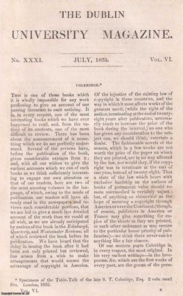Item #356992 Coleridge's Table Talk, part 1. A rare original article from the Dublin University...