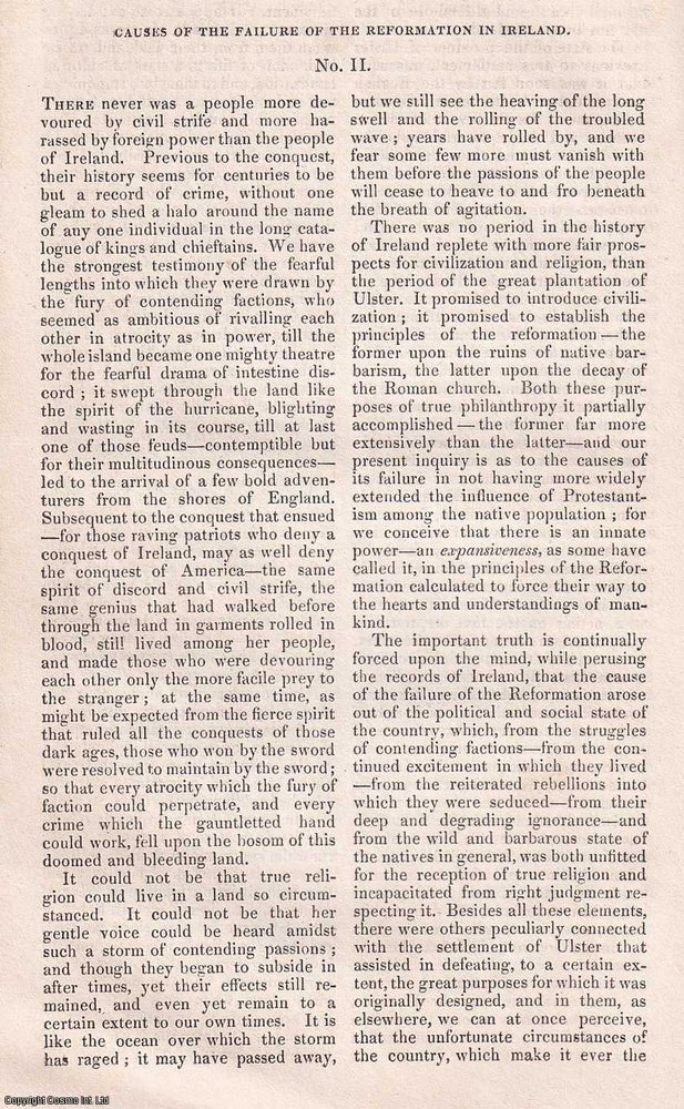 Item #356994 Causes of The Failure of The Reformation in Ireland (concl). A rare original article...