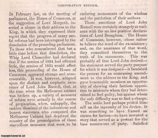Item #356998 Corporation Reform. A rare original article from the Dublin University Magazine,...