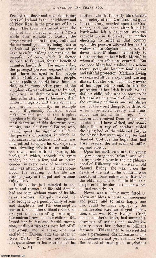Item #357001 A Tale of Ten Years Ago. A rare original article from the Dublin University...