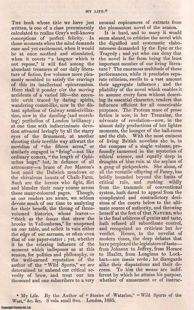 Item #357002 My Life, by W.H. Maxwell. 11 pages. An article printed in 1835, written by W.A....