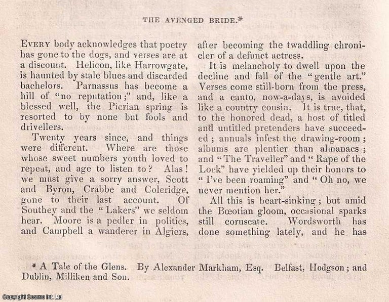 Item #357003 The Avenged Bride. A rare original article from the Dublin University Magazine, 1835. Stated.