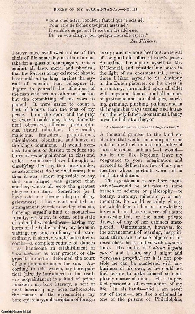 Item #357005 Bores of my Acquaintance. A rare original article from the Dublin University...