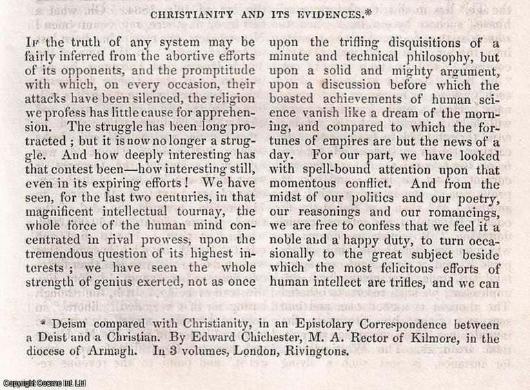Item #357008 Christianity and its Evidences. 9 pages. An article printed in 1835, written by W.A....
