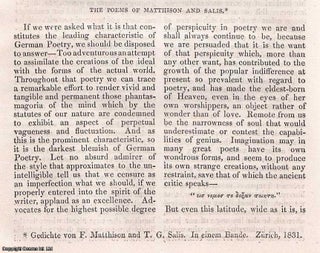 Item #357018 Anthologia Germanica. (No.4) : The Poems of Matthisson & Salis. A rare original...