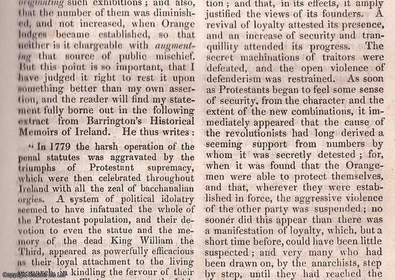 Item #357019 Letter From an Old Orangeman (concl). A rare original article from the Dublin...