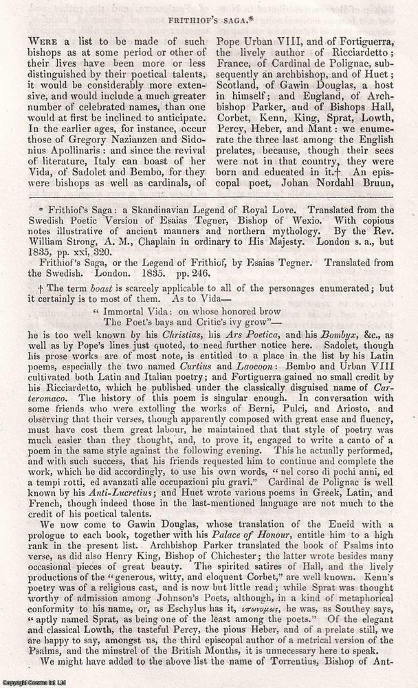 Item #357024 Frithiof's Saga. A rare original article from the Dublin University Magazine...