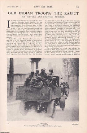 The Post Office at The Front; The Rajput, Indian Troops; The Blue Cross; The Optomists' National Corps. Featured in a complete weekly issue of Navy & Army Illustrated, 1914.