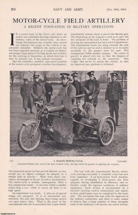 Life on a Patrolling Naval Destroyer; Mountaineering Soldiers, the Chasseurs Alpins of France; The King's Egyptians; Motor Cycle Field Artillery. Featured in a complete weekly issue of Navy & Army Illustrated, 1914.