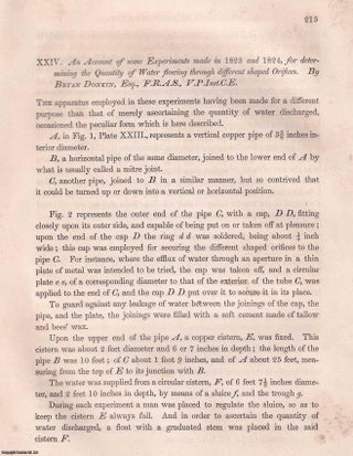 Item #357081 An Account of Some Experiments Made in 1823 & 1824, for Determining The Quantity of...