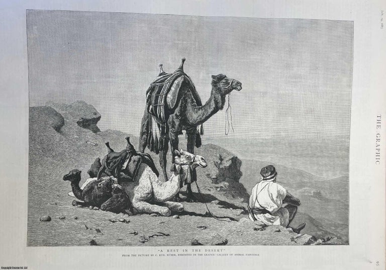 Item #357121 A Rest in the Desert. An original page from the Graphic Illustrated Weekly Magazine, 1885. C. Rud Huber.