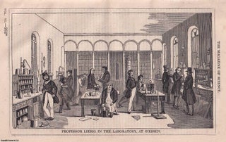 Item #357134 1845, Prof. Liebig in the Laboratory at Giessen, Germany. A full page engraving...
