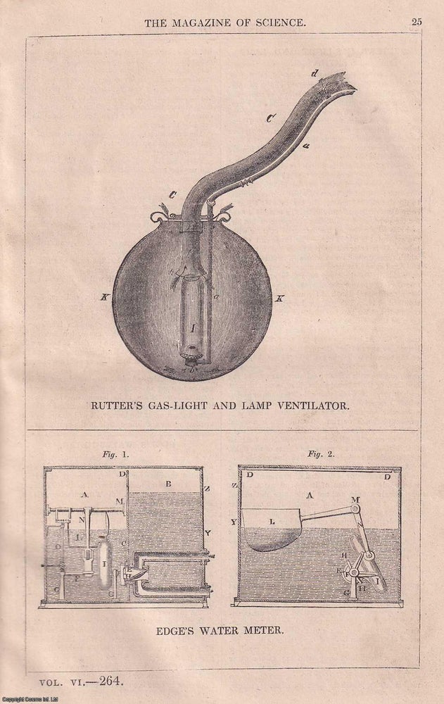 Item #357136 1845, Rutter's Gas Light and Lamp Ventilator, along with Edge's Water...