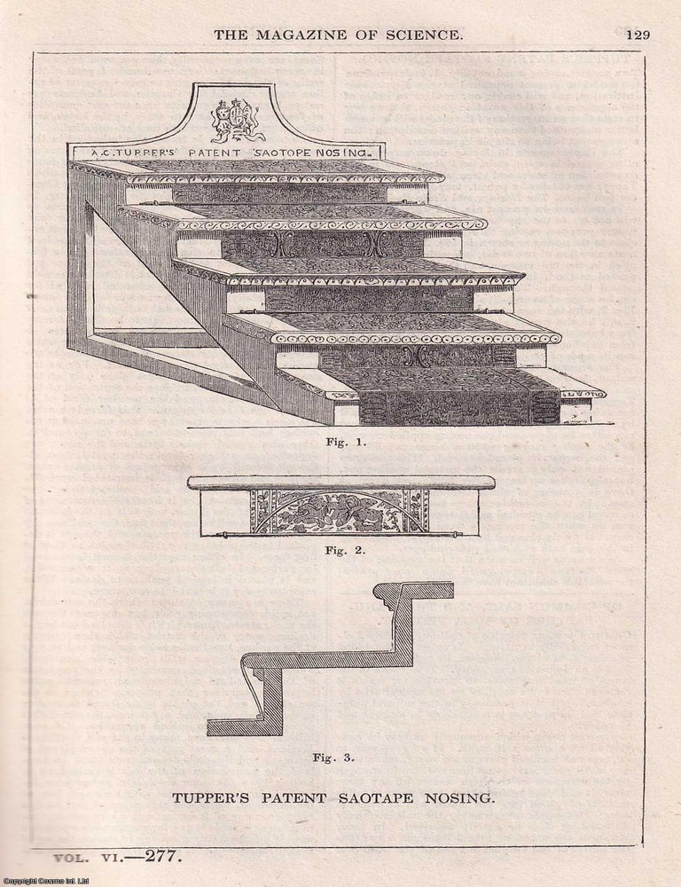 Item #357149 1845, Tupper's Patent Saotape Nosing. A full page engraving featured in a...
