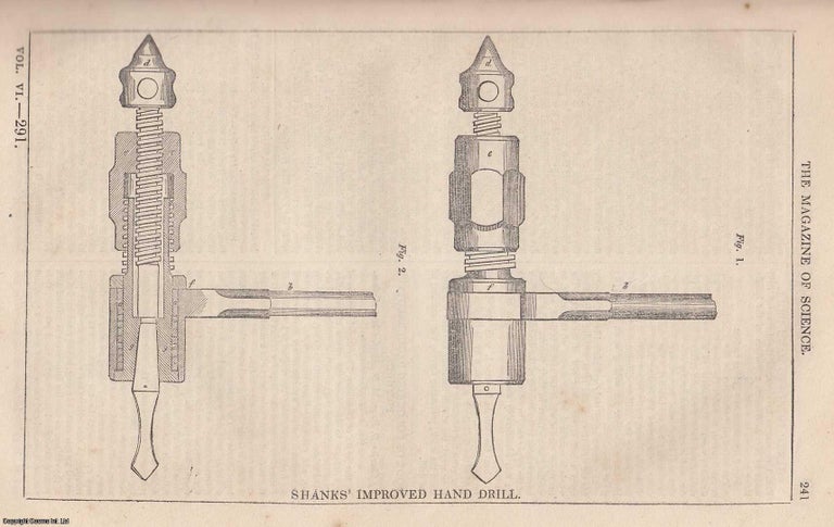 Item #357161 1845, Shanks' Improved Hand Drill, along with an article regarding the Mode of...