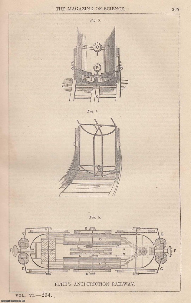 Item #357164 1845, Petit's Anti-Friction Railway. A full page engraving featured in a complete issue of The Magazine of Science and School of Arts. Magazine of Science.
